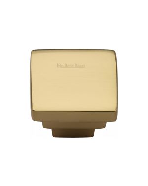 Heritage Brass Cabinet Knob Square Stepped Design 32mm Polished Brass finish