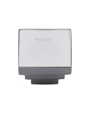 Heritage Brass Cabinet Knob Square Stepped Design 32mm Polished Chrome finish