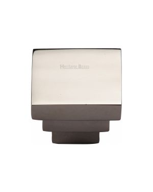 Heritage Brass Cabinet Knob Square Stepped Design 32mm Polished Nickel finish