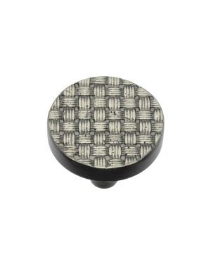 Heritage Brass Cabinet Knob Round Weave Design 32mm Aged Nickel finish