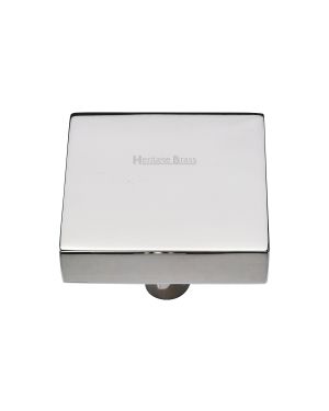 Heritage Brass Cabinet Knob Square Design 38mm Polished Nickel finish