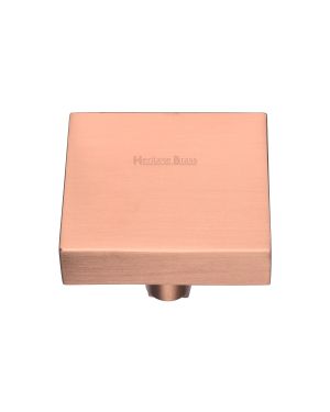 Heritage Brass Cabinet Knob Square Design 38mm Satin Rose Gold finish