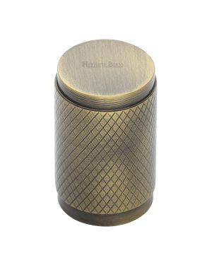 Heritage Brass Cabinet Knob Cylindric Knurled Design 21mm Antique Brass finish