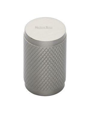 Heritage Brass Cabinet Knob Cylindric Knurled Design 21mm Satin Nickel finish