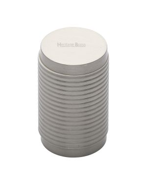 Heritage Brass Cabinet Knob Cylindric Ribbed Design 21mm Satin Nickel finish