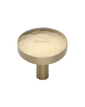 Heritage Brass Cabinet Knob Hammered Design 32mm Satin Brass finish