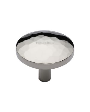 Heritage Brass Cabinet Knob Hammered Design 38mm Polished Nickel finish
