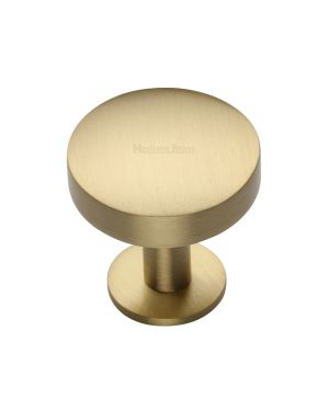 Heritage Brass Cabinet Knob Domed Disc Design with Rose 32mm Satin Brass finish