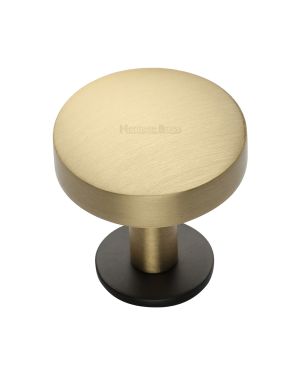 Heritage Brass Cabinet Knob Domed Disc Design with Rose 38mm Matt Bronze/Satin Brass finish