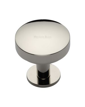 Heritage Brass Cabinet Knob Domed Disc Design with Rose 38mm Polished Nickel finish