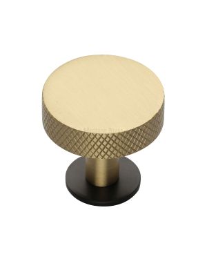 Heritage Brass Cabinet Knob Knurled Disc Design with Rose 32mm Matt Bronze/Satin Brass finish