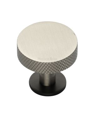 Heritage Brass Cabinet Knob Knurled Disc Design with Rose 38mm Matt Bronze/Satin Nickel finish