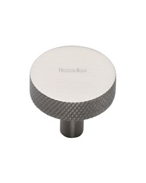 Heritage Brass Cabinet Knob Knurled Disc Design 32mm Satin Nickel finish