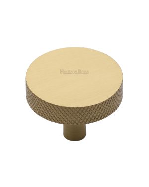 Heritage Brass Cabinet Knob Knurled Disc Design 38mm Satin Brass finish