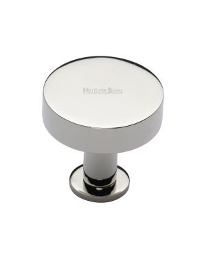 Heritage Brass Cabinet Knob Disc Design with Base 32mm Polished Nickel finish