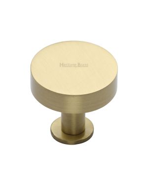 Heritage Brass Cabinet Knob Disc Design with Base 32mm Satin Brass finish