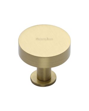 Heritage Brass Cabinet Knob Disc Design with Base 38mm Satin Brass finish
