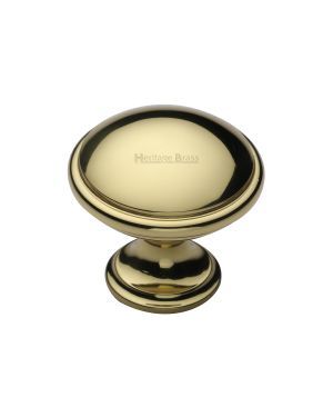 Heritage Brass Cabinet Knob Domed Design 32mm Polished Brass finish