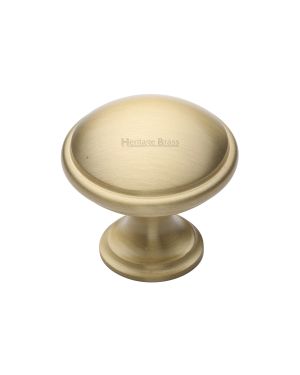 Heritage Brass Cabinet Knob Domed Design 32mm Satin Brass finish