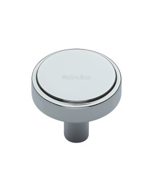 Heritage Brass Cabinet Knob Stepped Disc Design 32mm Polished Chrome finish