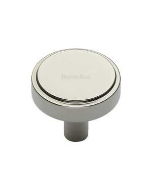 Heritage Brass Cabinet Knob Stepped Disc Design 32mm Polished Nickel finish