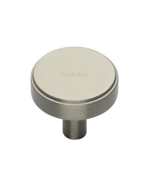 Heritage Brass Cabinet Knob Stepped Disc Design 32mm Satin Nickel finish