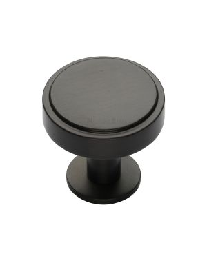 Heritage Brass Cabinet Knob Stepped Disc Design with Rose 32mm Matt Bronze finish
