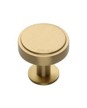 Heritage Brass Cabinet Knob Stepped Disc Design with Rose 32mm Satin Brass finish