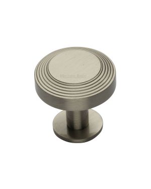 Heritage Brass Cabinet Knob Ridge Design with Rose 32mm Satin Nickel finishUK Registered Design Number 6194410