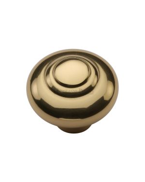 Heritage Brass Cabinet Knob Round Bead Design 32mm Polished Brass finish