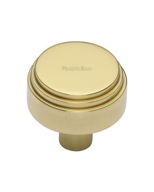 Heritage Brass Cabinet Knob Round Deco Design 32mm Polished Brass finish