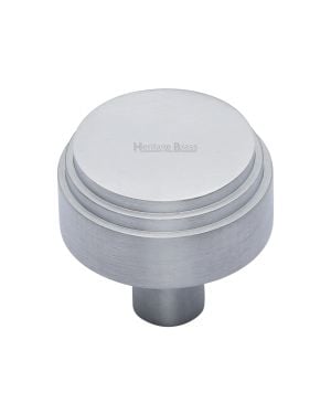 Heritage Brass Cabinet Knob Round Deco Design 32mm Satin Chrome finish