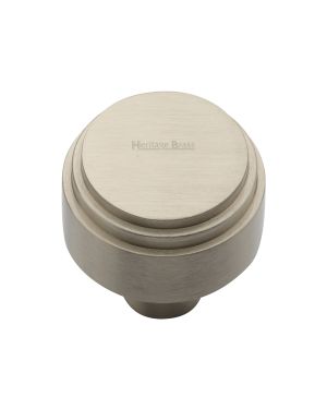 Heritage Brass Cabinet Knob Round Deco Design 32mm Satin Nickel finish
