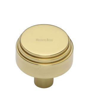Heritage Brass Cabinet Knob Round Deco Design 38mm Polished Brass finish