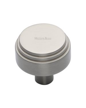 Heritage Brass Cabinet Knob Round Deco Design 38mm Satin Nickel finish