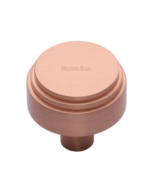 Heritage Brass Cabinet Knob Round Deco Design 38mm Satin Rose Gold finish