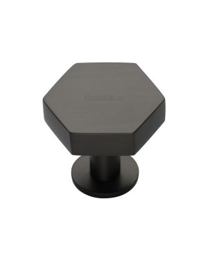 Heritage Brass Cabinet Knob Hexagon Design with Rose 32mm Matt Bronze finish