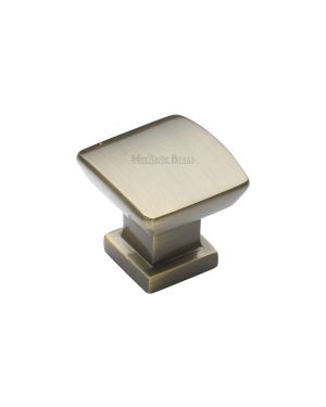 Heritage Brass Cabinet Knob Plinth Design with base 25mm Antique Brass finish