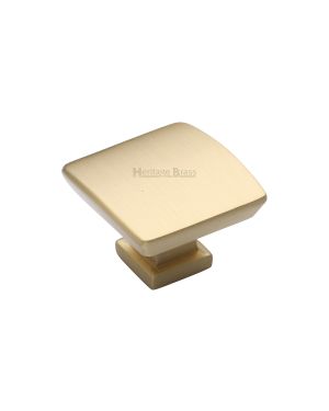 Heritage Brass Cabinet Knob Plinth Design with base 35mm Satin Brass finish