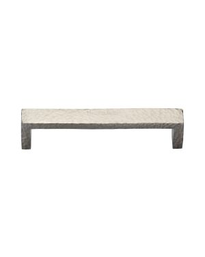 Heritage Brass Cabinet Pull Hammered Wide Metro Design 128mm CTC Satin Nickel Finish