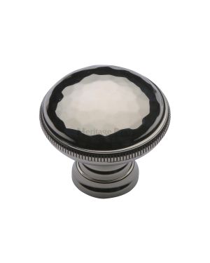 Heritage Brass Cabinet Knob Hand Beaten Design 32mm Polished Nickel finish