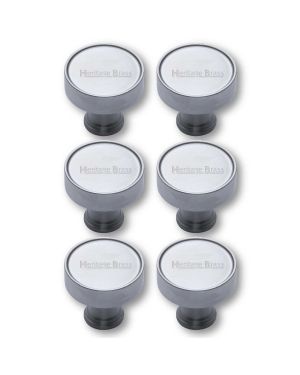 Heritage Brass Cabinet Knob Florence Design 32mm Satin Chrome finish