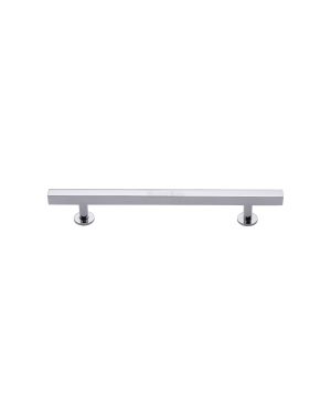 Heritage Brass Cabinet Pull Square Design with Footings 128mm CTC Polished Chrome finish