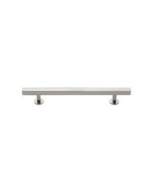 Heritage Brass Cabinet Pull Square Design with Footings 128mm CTC Polished Nickel finish