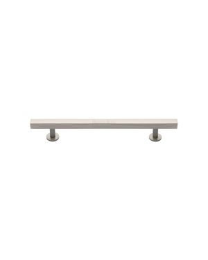 Heritage Brass Cabinet Pull Square Design with Footings 128mm CTC Satin Nickel finish