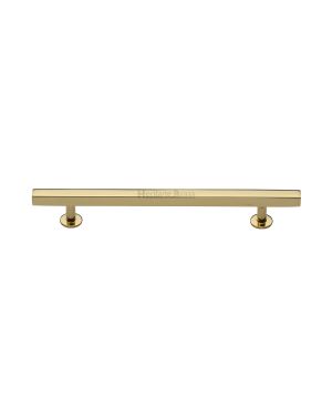 Heritage Brass Cabinet Pull Square Design with Footings 160mm CTC Polished Brass finish