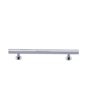 Heritage Brass Cabinet Pull Square Design with Footings 160mm CTC Polished Chrome finish