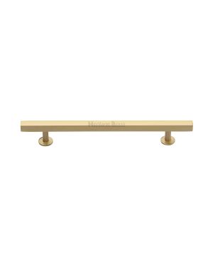 Heritage Brass Cabinet Pull Square Design with Footings 160mm CTC Satin Brass finish