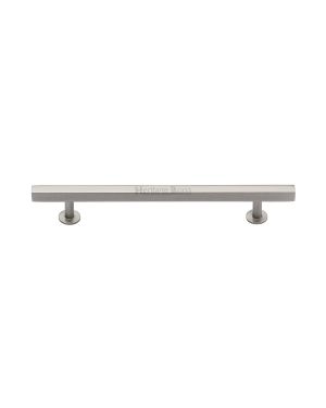 Heritage Brass Cabinet Pull Square Design with Footings 160mm CTC Satin Nickel finish