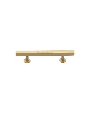 Heritage Brass Cabinet Pull Square Design with Footings 96mm CTC Satin Brass finish